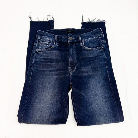 Mother High Waisted Looker Ankle Fray Last Call Denim Jeans Dk Wash Size 26 - Picture 3 of 10